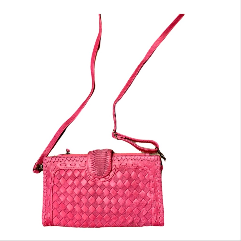 Hot Pink Leather cross body bag